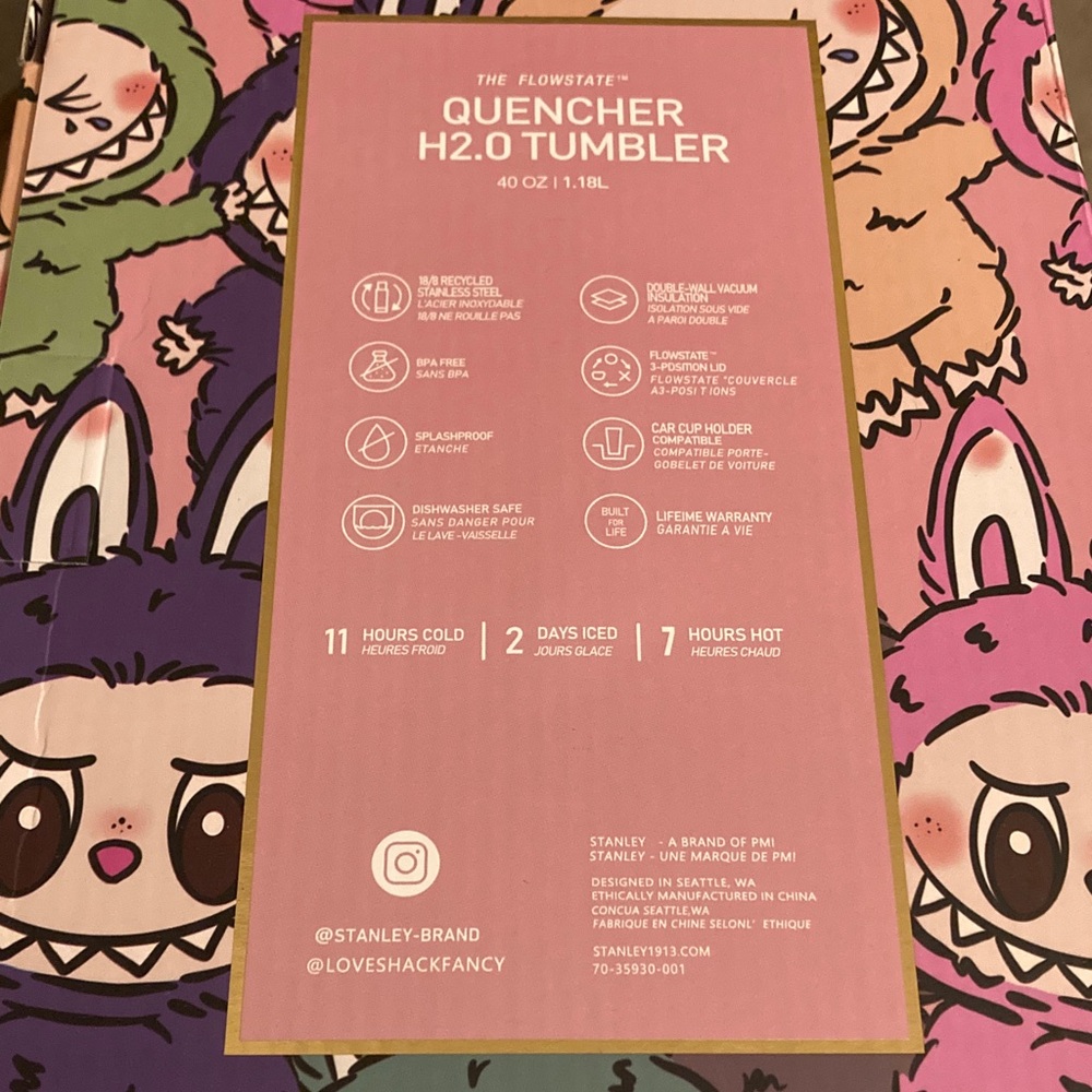 STANLEY x LOVESHACKFANCY x Labubu Collab QUENCHER H2.0 TUMBLER 40 Oz Bundle NIB - Picture 14 of 15